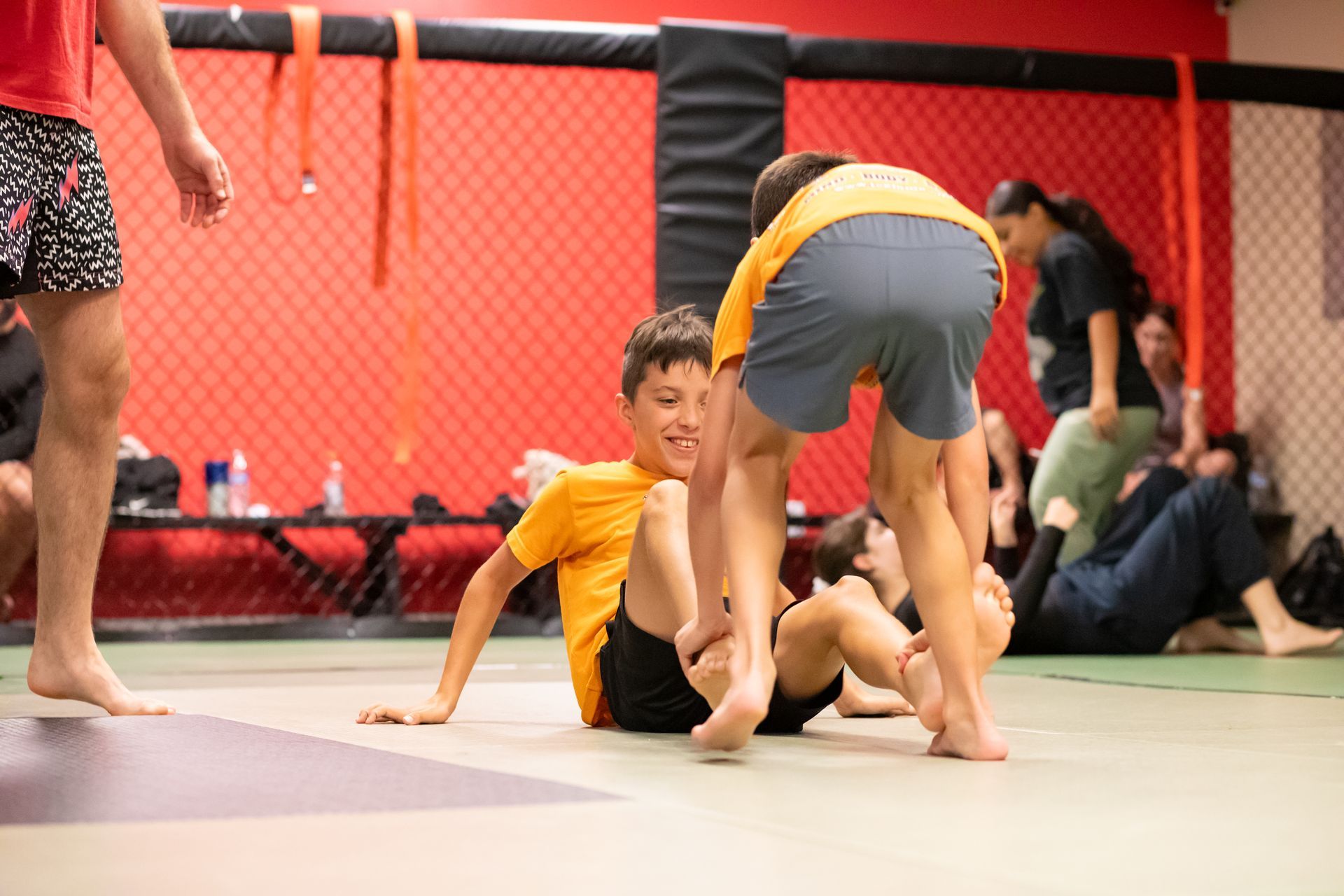 Kids practicing Jiu-Jitsu drills at Mason Dixon Jiu-Jitsu in East Chambersburg, PA to build focus and fitness.