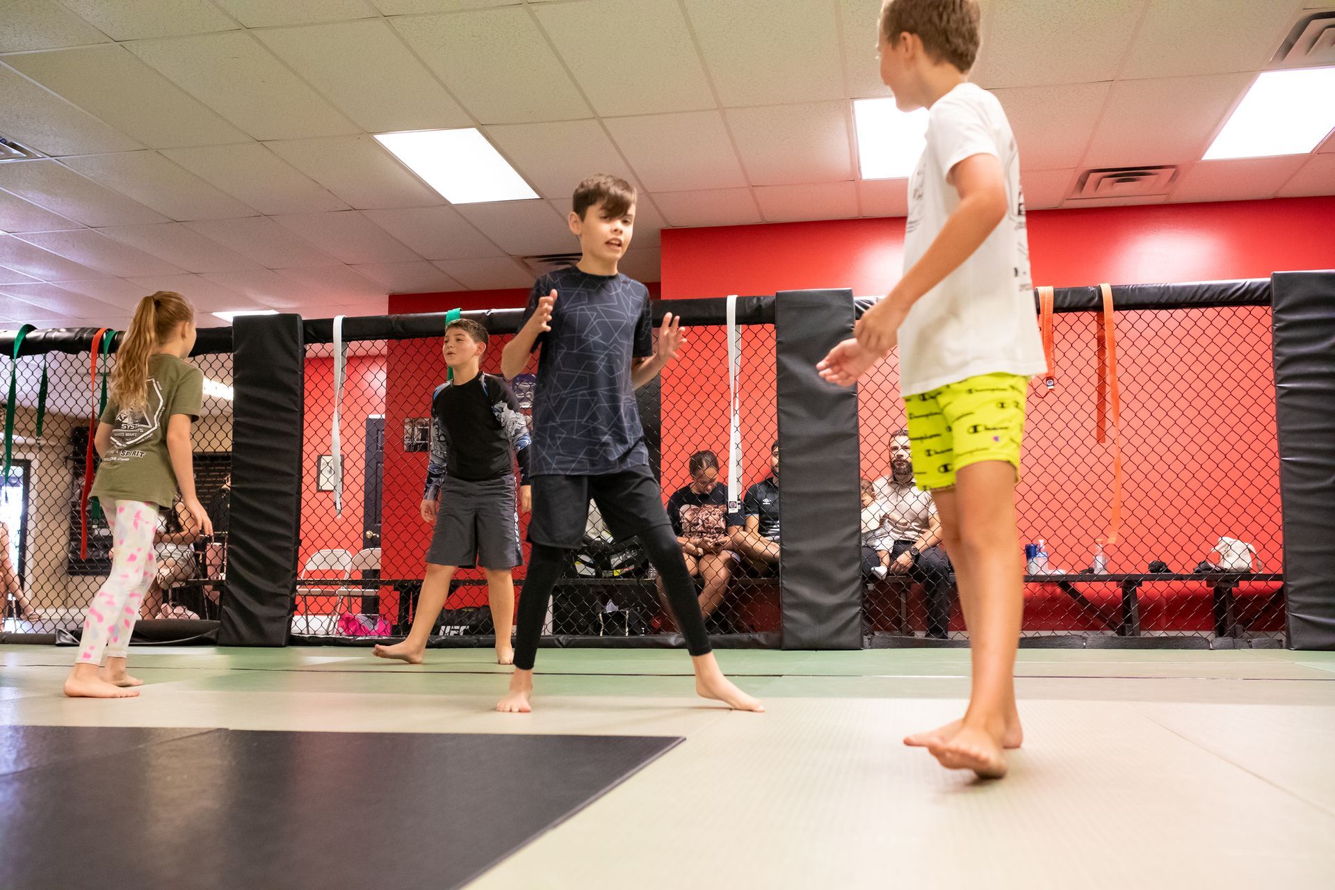 Students drilling Jiu-Jitsu at Mason Dixon Jiu-Jitsu in East Chambersburg, PA to build calm everyday confidence.