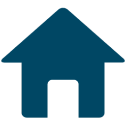 A blue icon of a house with a door on a white background.