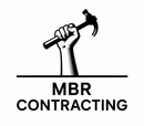 Black-and-white MBR Contracting logo with a raised hand holding a hammer above the company name.