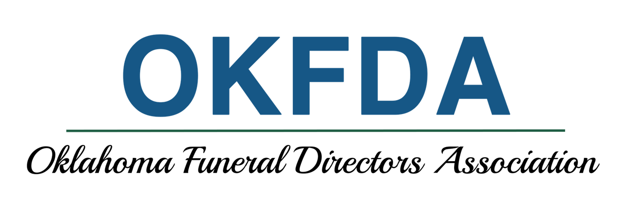 OKFDA logo in blue and black text for Oklahoma Funeral Directors Association