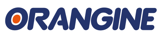 Logotipo de Orange, texto azul con círculo naranja en 