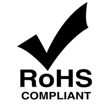Símbolo de conformidad con RoHS: marca de verificación negra encima del texto 