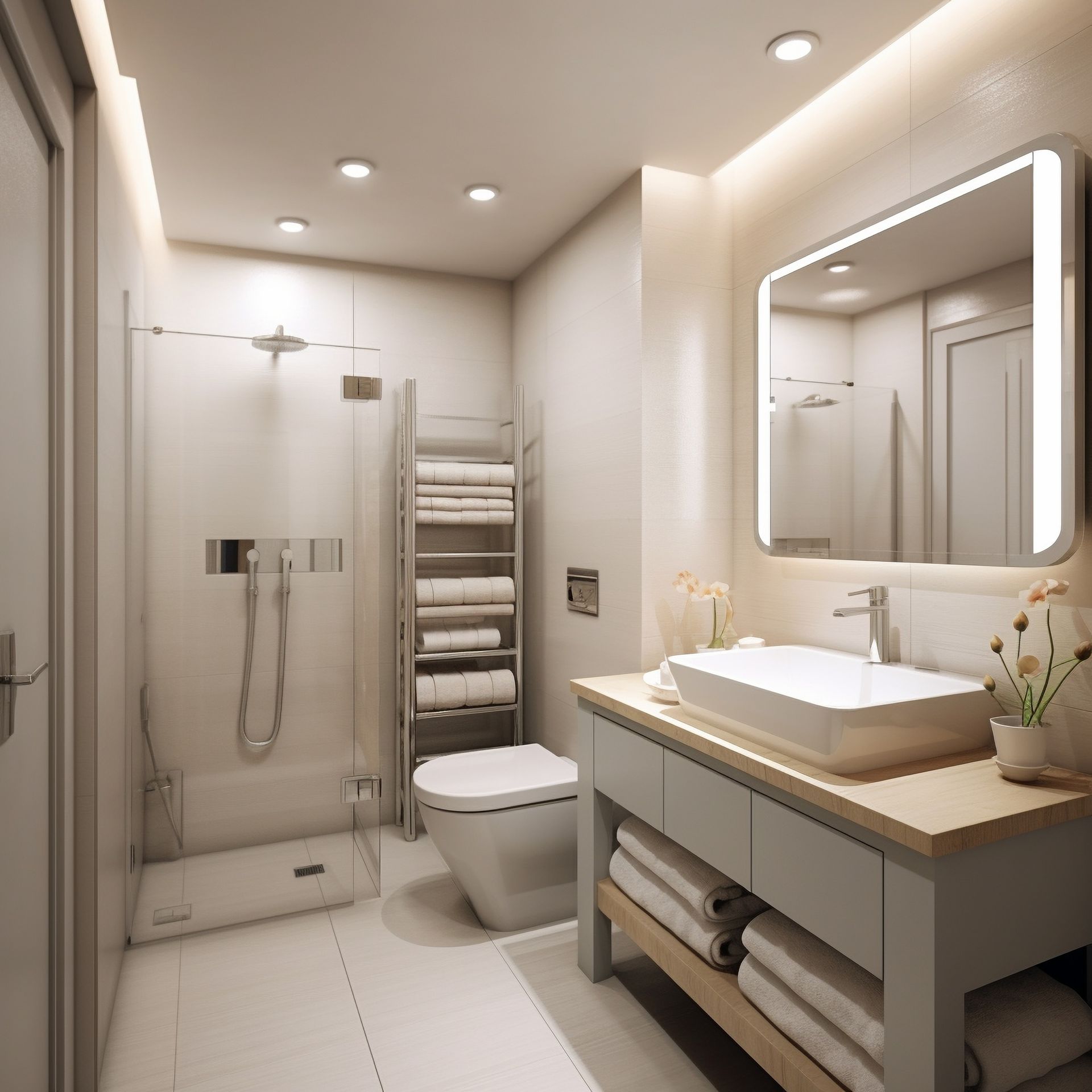 A bathroom with a toilet a sink and a mirror