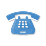 Blue retro telephone.