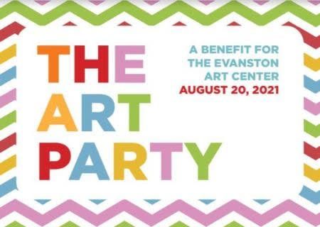A poster for the art party at the evanston art center