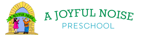 The logo for a joyful noise preschool is shown