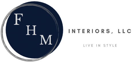 A logo for a company called fhm interiors llc