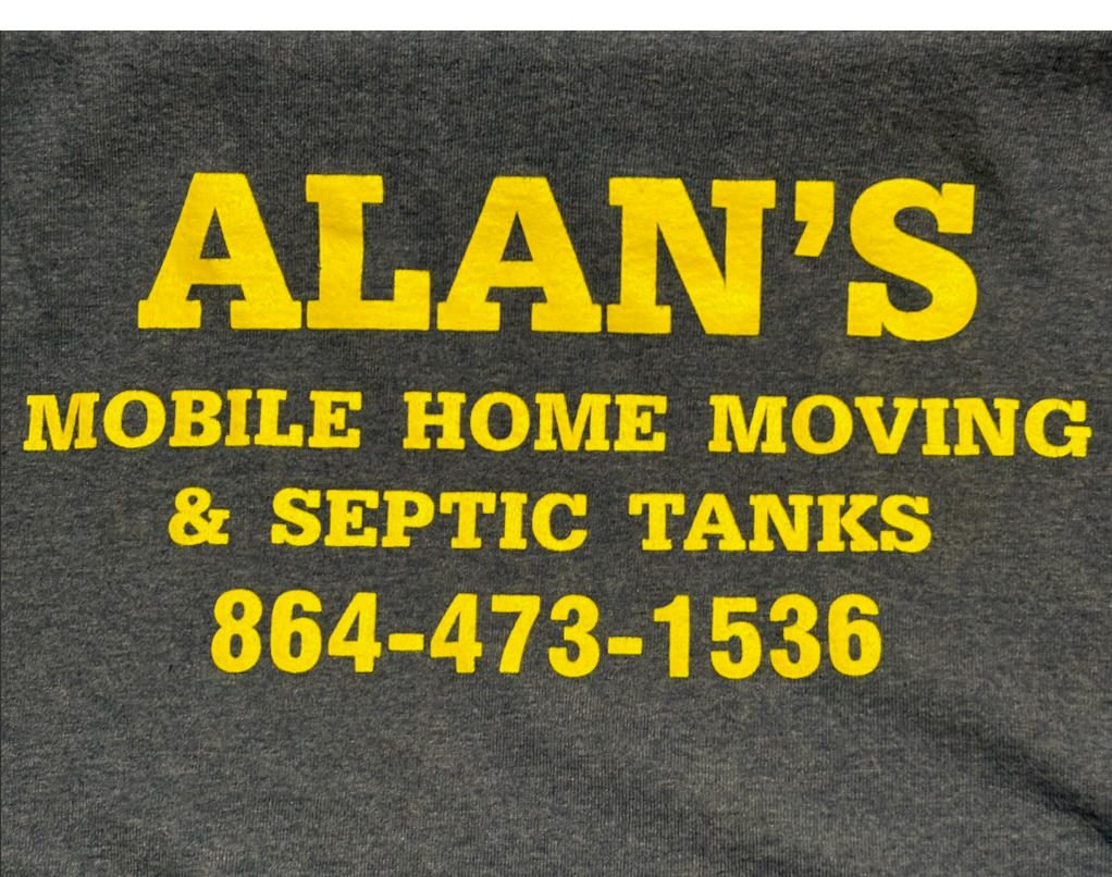 A sign for alan 's mobile home moving and septic tanks