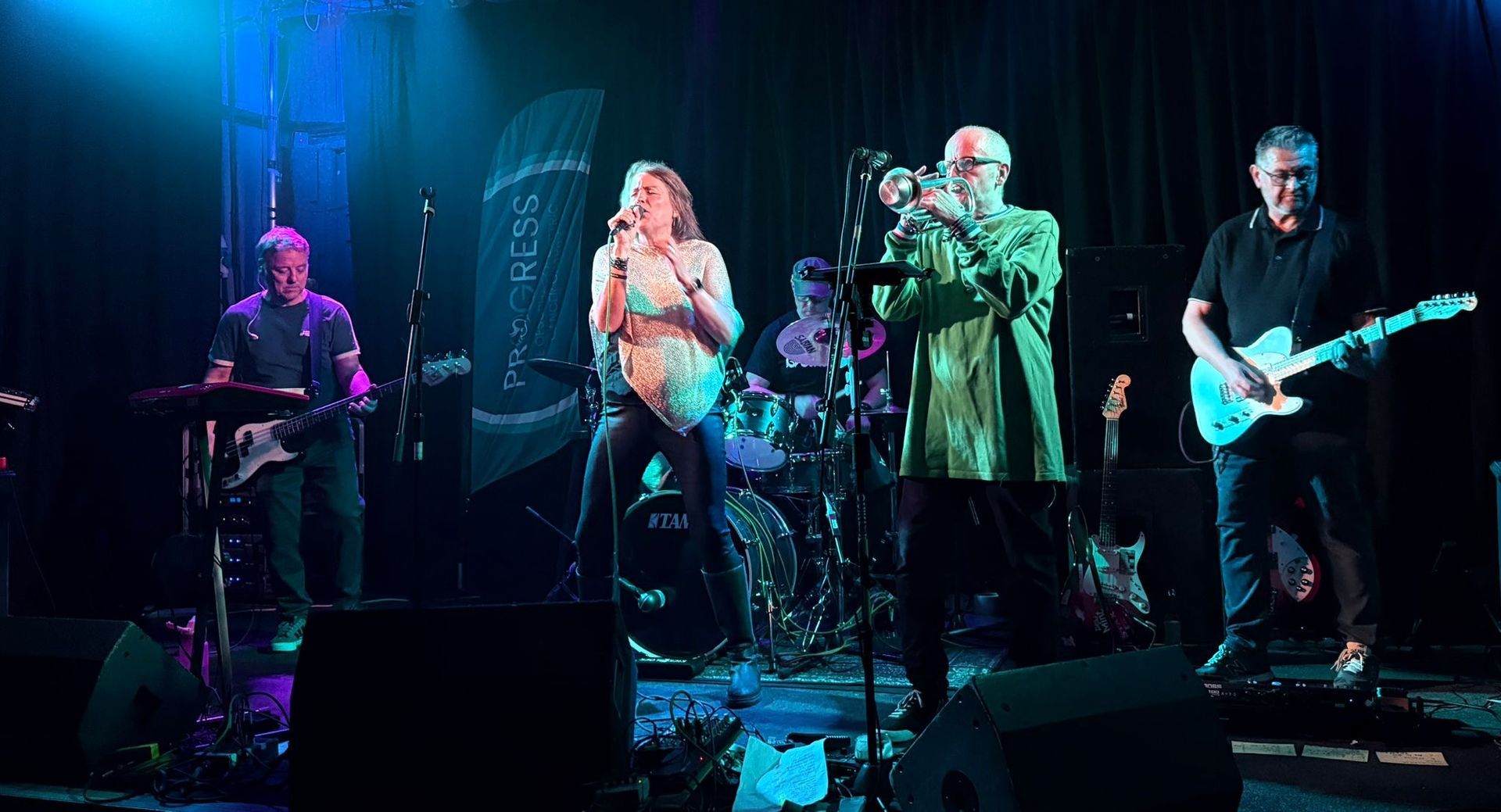 Recovering oesophageal cancer patient performs with his band The Happy Now at a charity gig in aid of PROGRESS