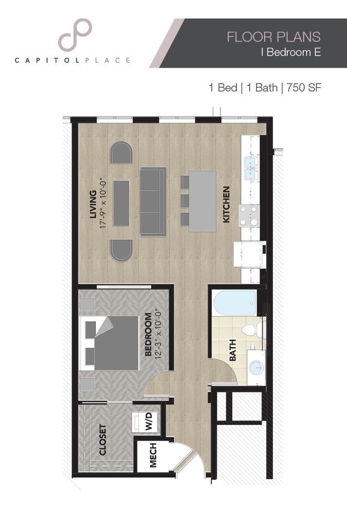 1 Bed | 1 Bath | 750 F