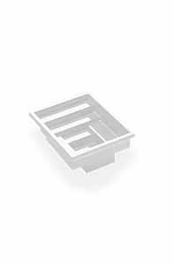 Logo géométrique 3D gris sur fond blanc