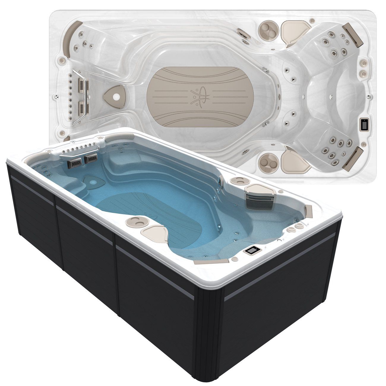 Une grande piscine avec une eau bleue