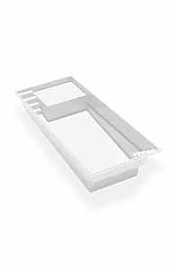 Plateau ou cadre rectangulaire blanc rendu en 3D sur fond clair
