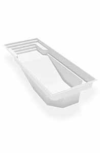 Bac de rangement en plastique blanc avec poignées latérales intégrées sur fond blanc