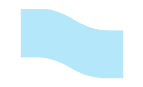 Un rectangle bleu avec un coin incurvé sur fond blanc.
