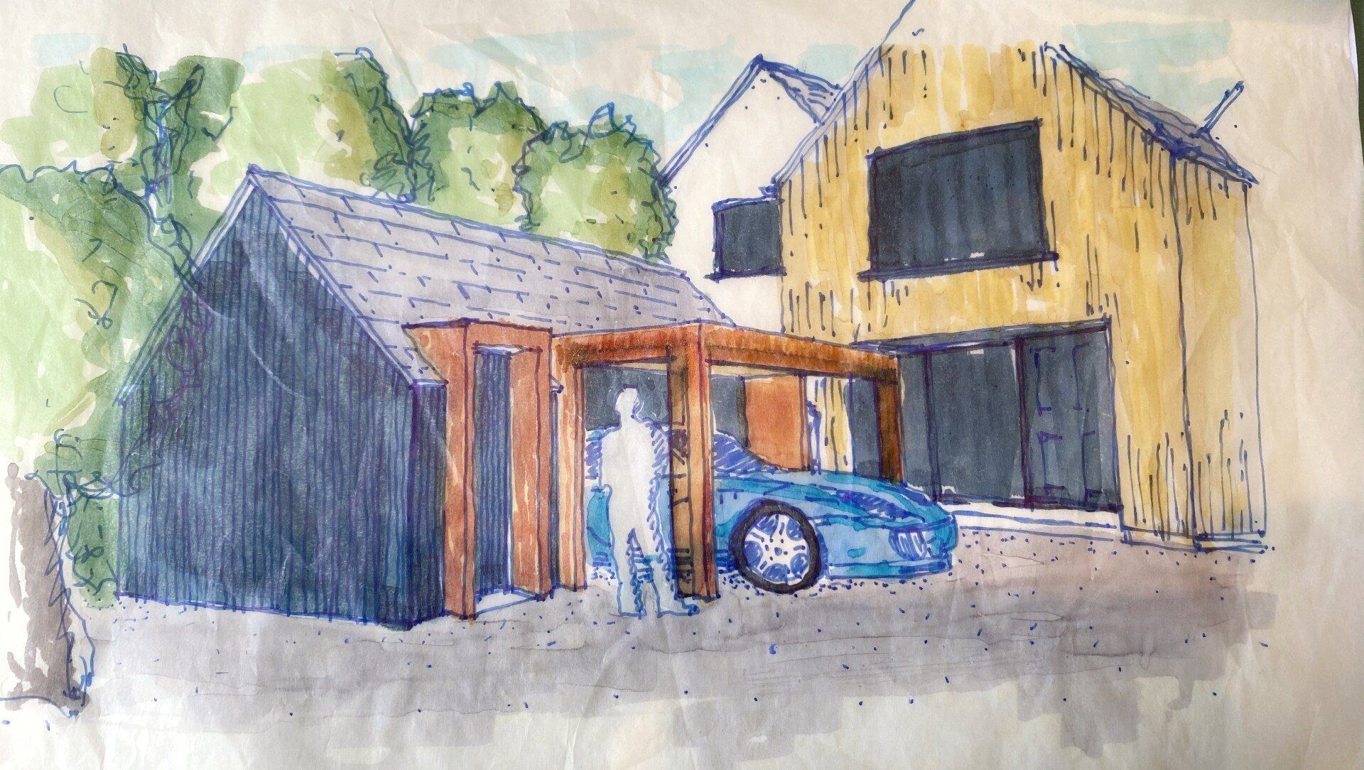 Corten Carport proposal sketch by Artichoke