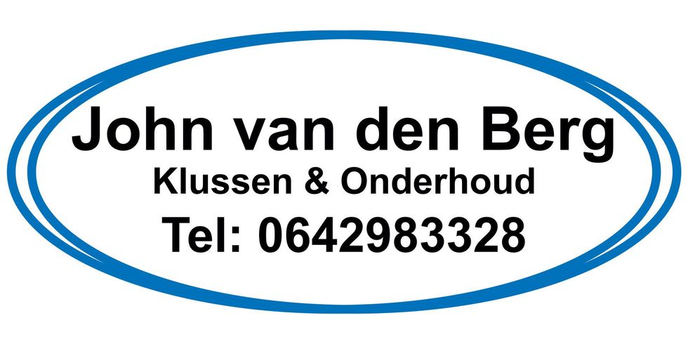 Logo John van den Berg Klussen & Onderhoud, in blauw ovaal