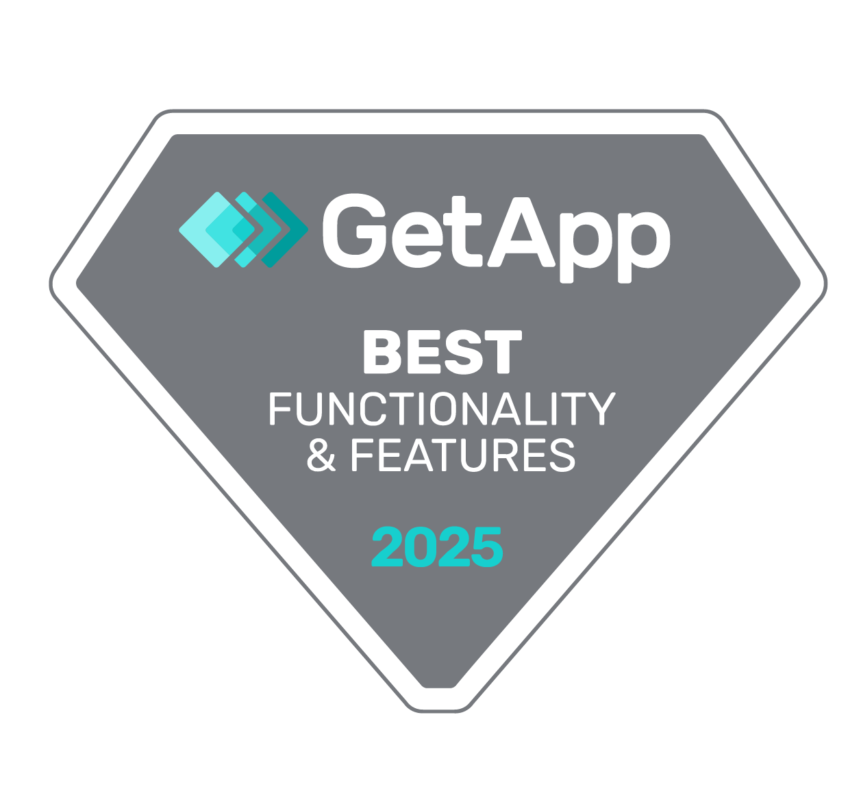 A sticker that says getapp best functionality and features in 2024