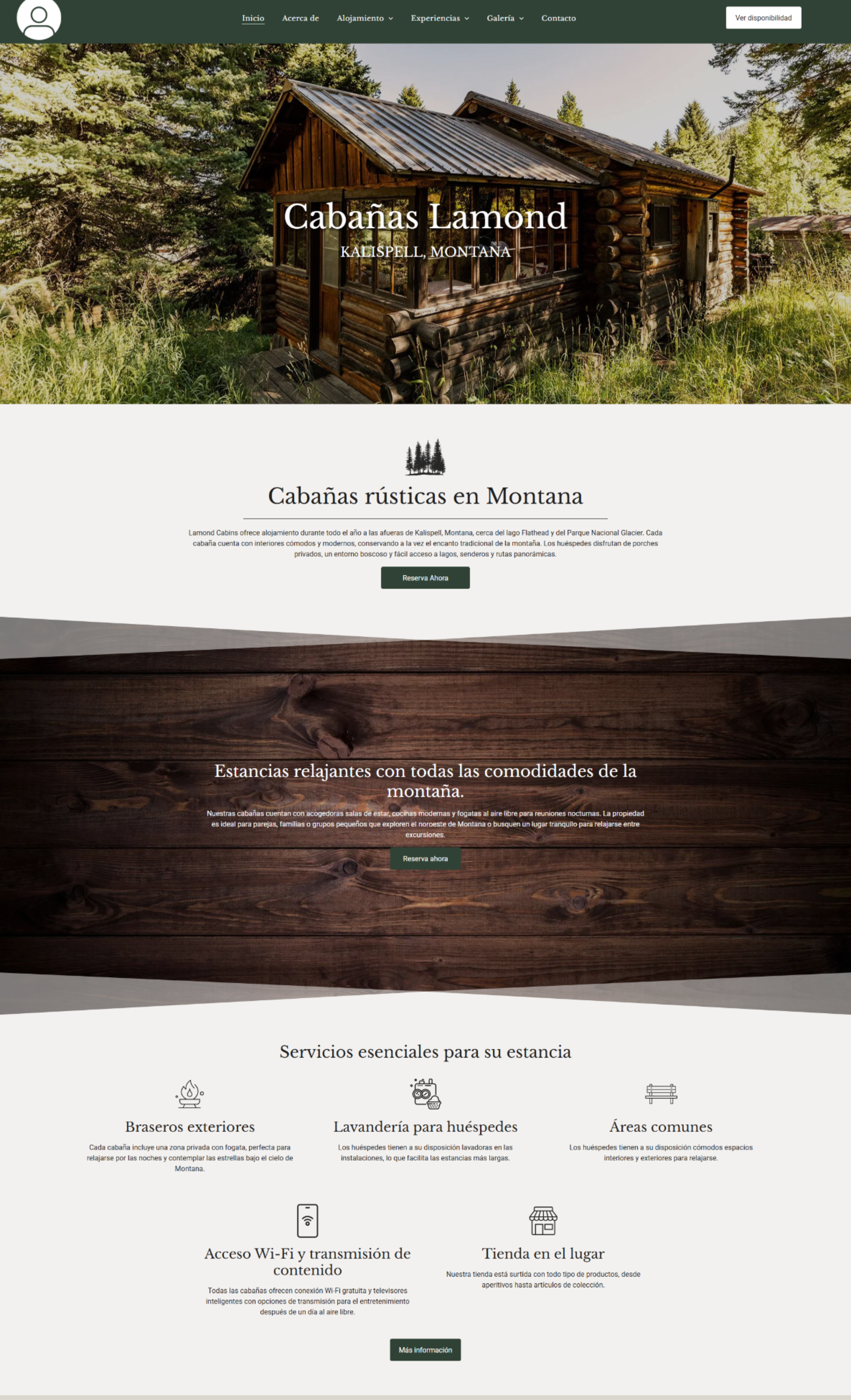 Log cabin in a forest, promoting rustic lodging in Montana.