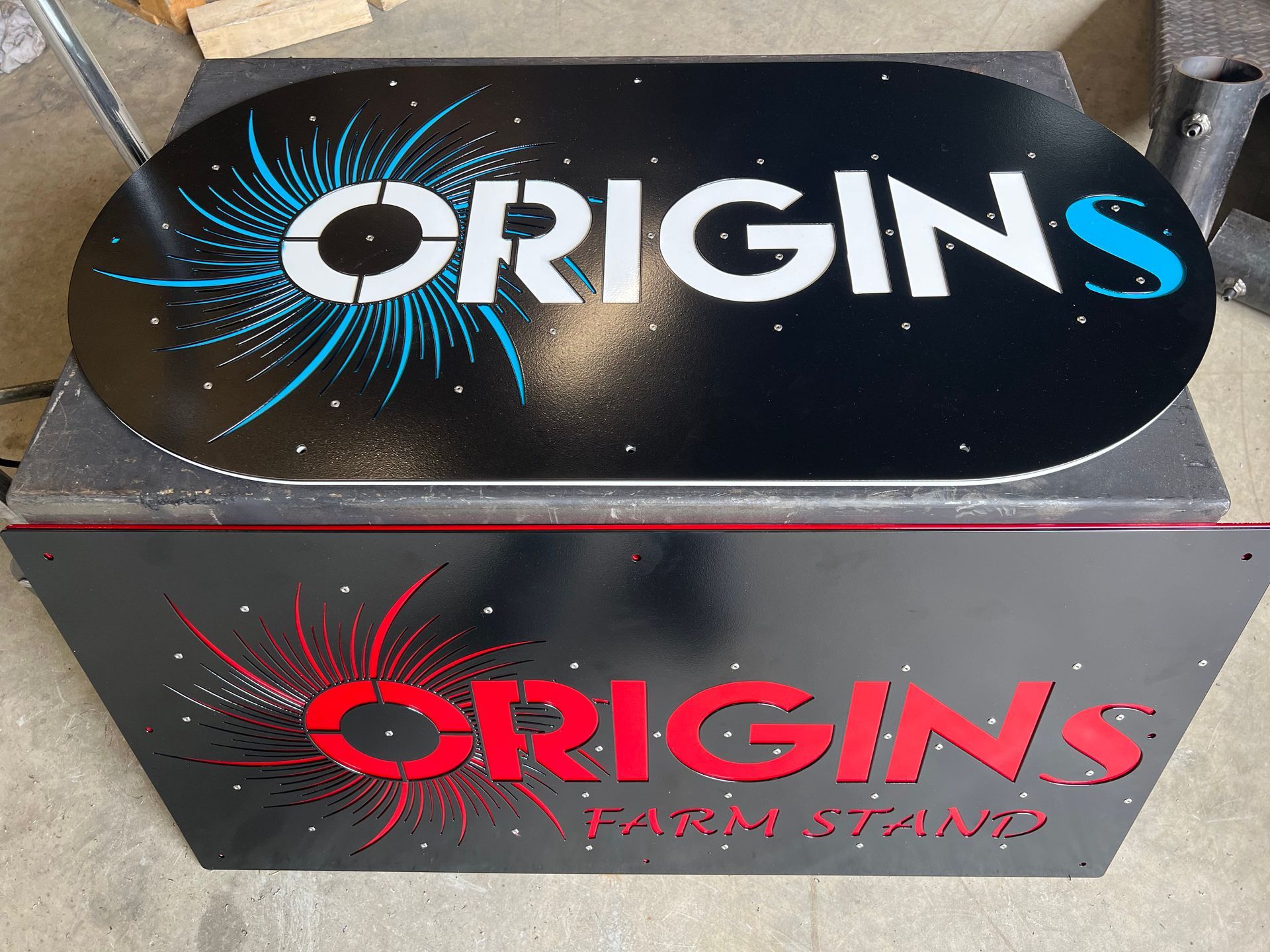A metal sign for