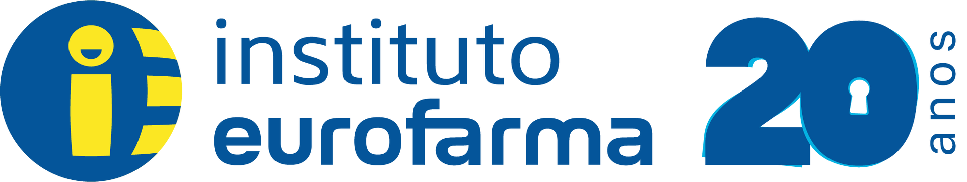 A blue and yellow logo for instituto eurofarma