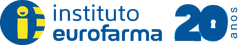 A blue and yellow logo for instituto eurofarma