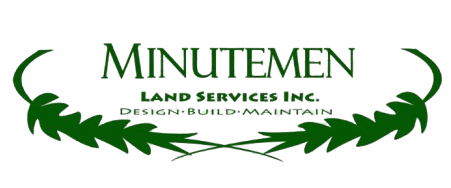 Minutemen Land Services Inc. logo in green with leaf-like laurel branches on white background
