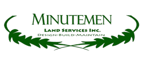 Minutemen Land Services Inc. logo with green leaf design and text on white background