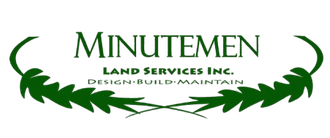 Minutemen Land Services Inc. logo in green with leaf-like laurel branches on white background