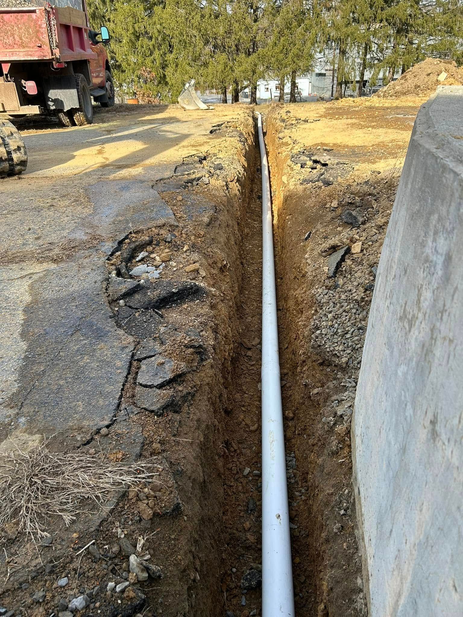 Deep excavation trench for site preparation