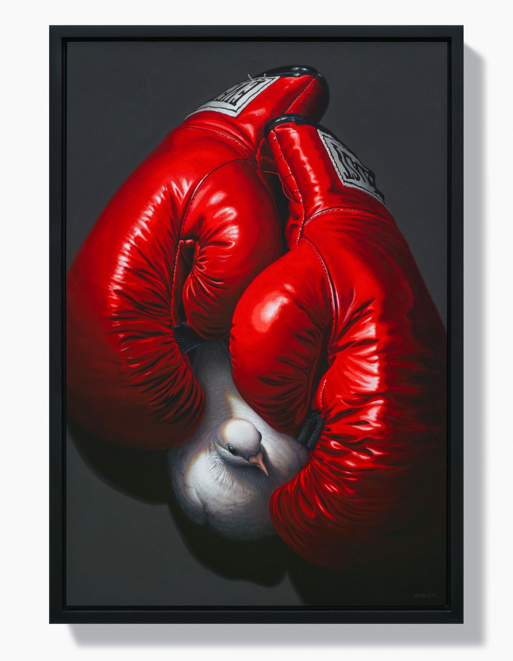 This painting of red boxing gloves and a white peace dove explores the relationship between war and peace. Is war necessary for peace to survive, or does it keep peace from flourishing?
