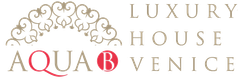 AQUAB luxury house Venice logo with gold decorative emblem and beige text