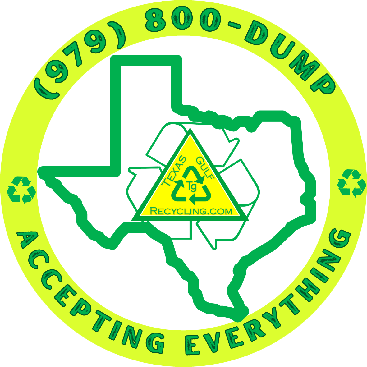 Logo: Green Texas outline, recycle symbol, text