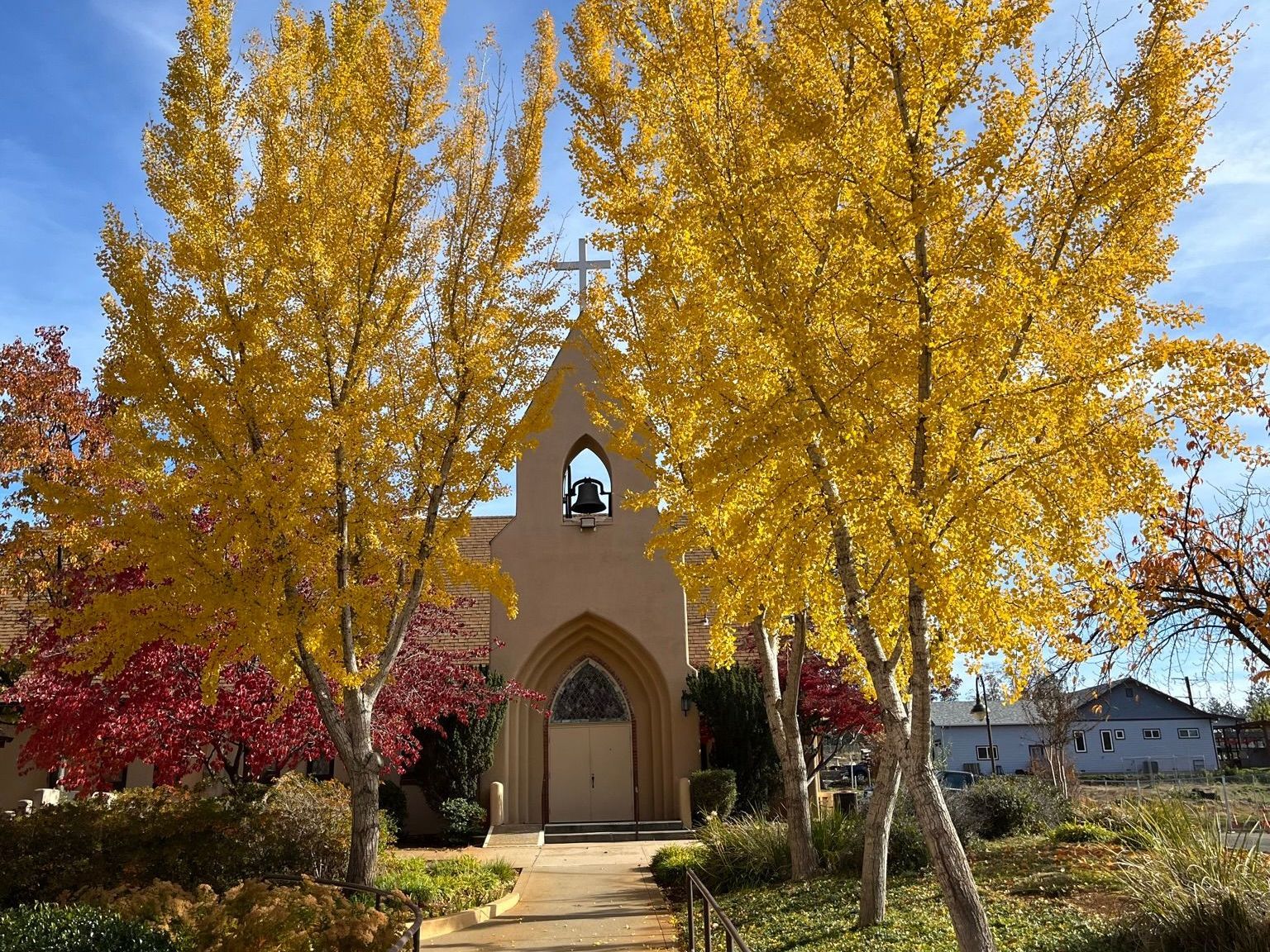 Paradise Lutheran Church in the fall