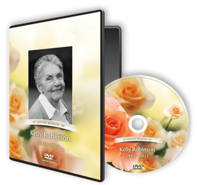 DVD case and disc featuring Kelly Robinson portrait with orange floral design