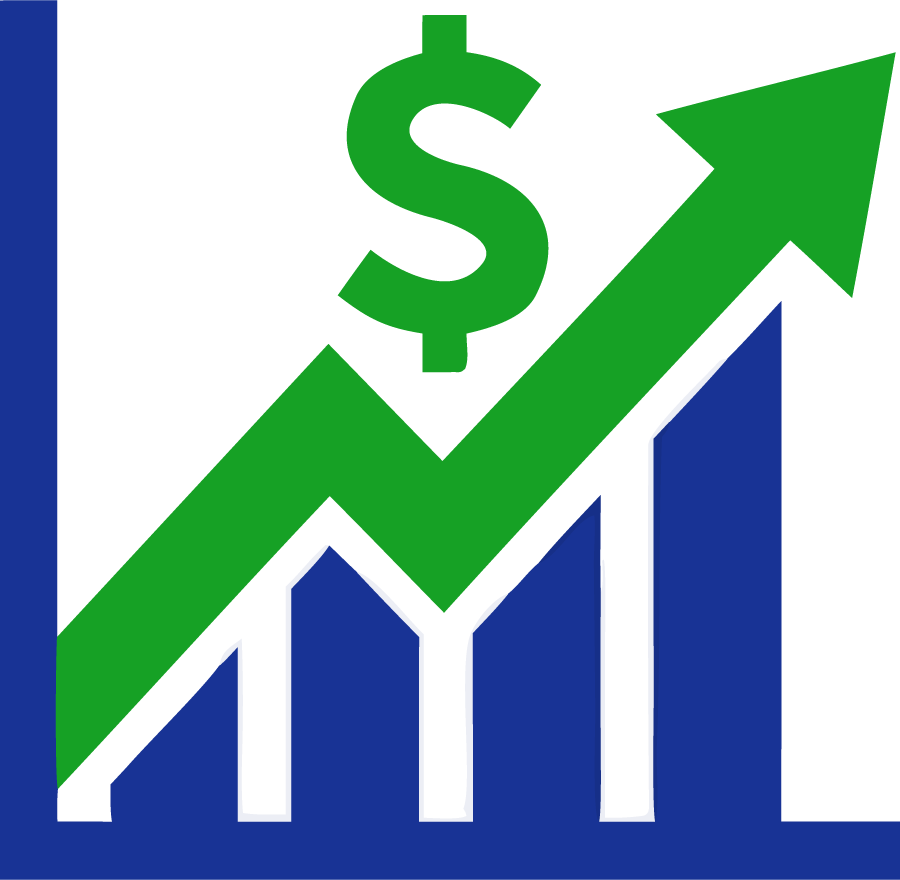 Green upward graph with a dollar sign, symbolizing financial growth and rising profits