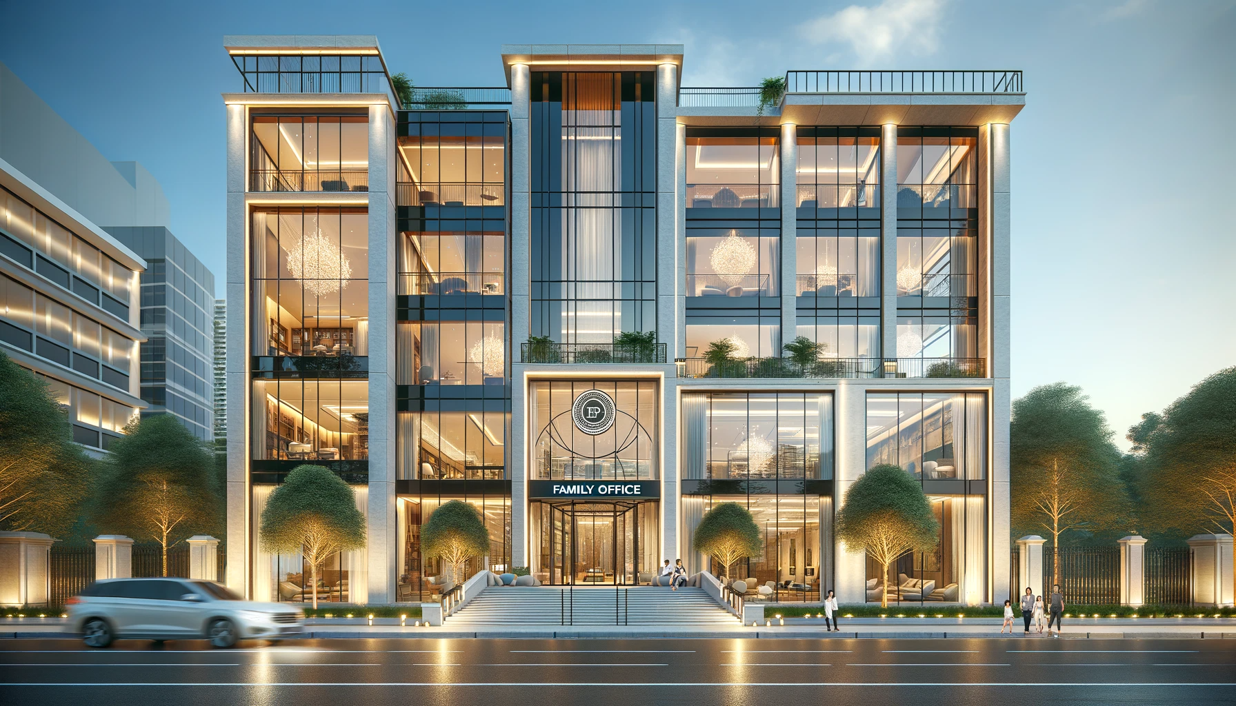 an artist 's impression of a family office building