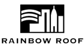 Rainbow Roof logo with stylized black-and-white city skyline and curved rainbow bands above the text.