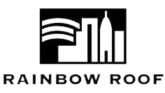 Rainbow Roof logo with stylized black-and-white city skyline and curved rainbow bands above the text.