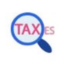 A magnifying glass with the word taxes written inside of it.