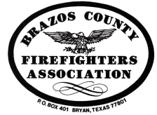 A black and white logo for Brazos county firefighters association