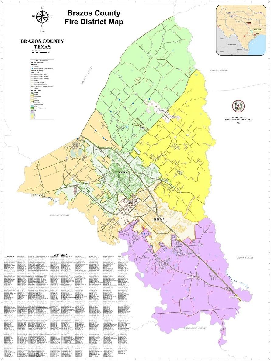 A map of braos county fire districts