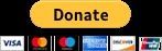A donate button is surrounded by credit card logos.