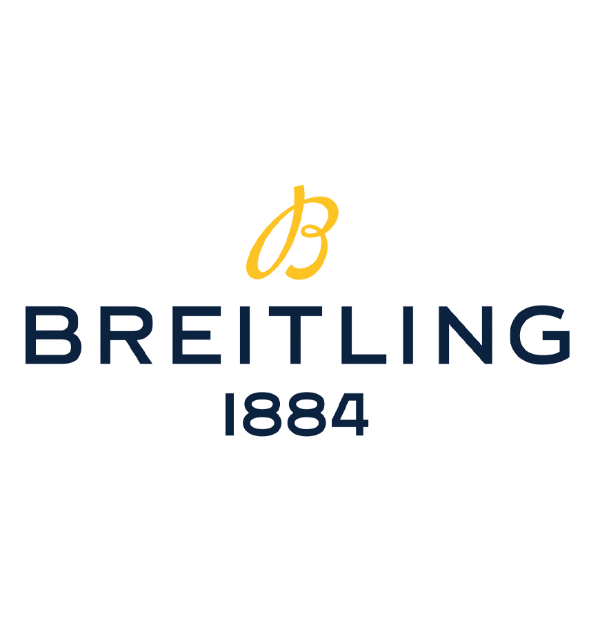 Logo voor Breitling 1884, met een gestileerde gele 