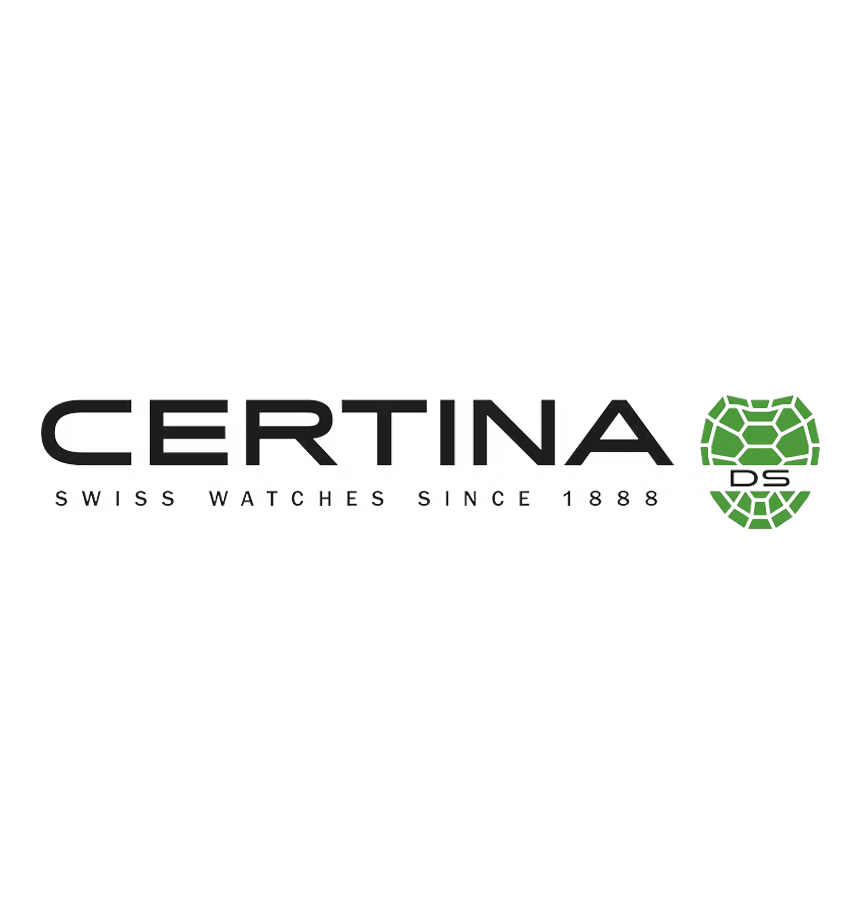 Het Certina-merklogo met de zwarte tekst 