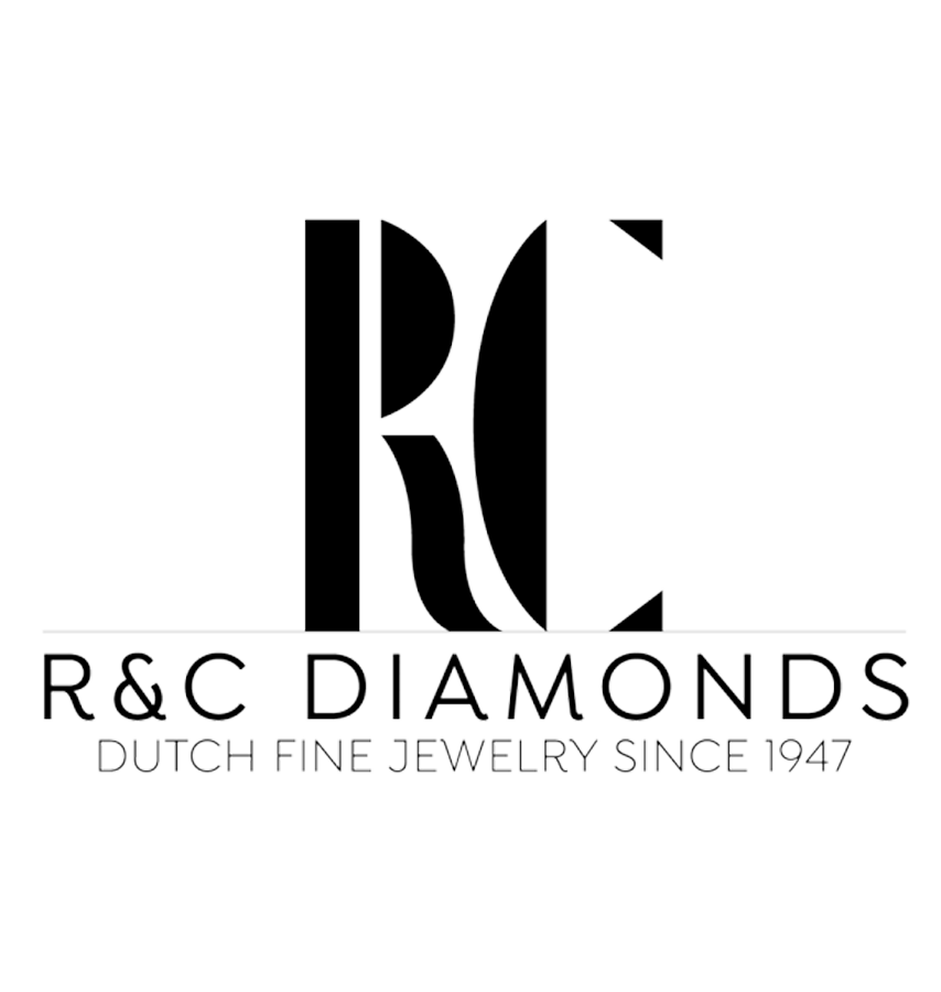 Het R&C Diamonds-logo met zwart monogram en de tekst 