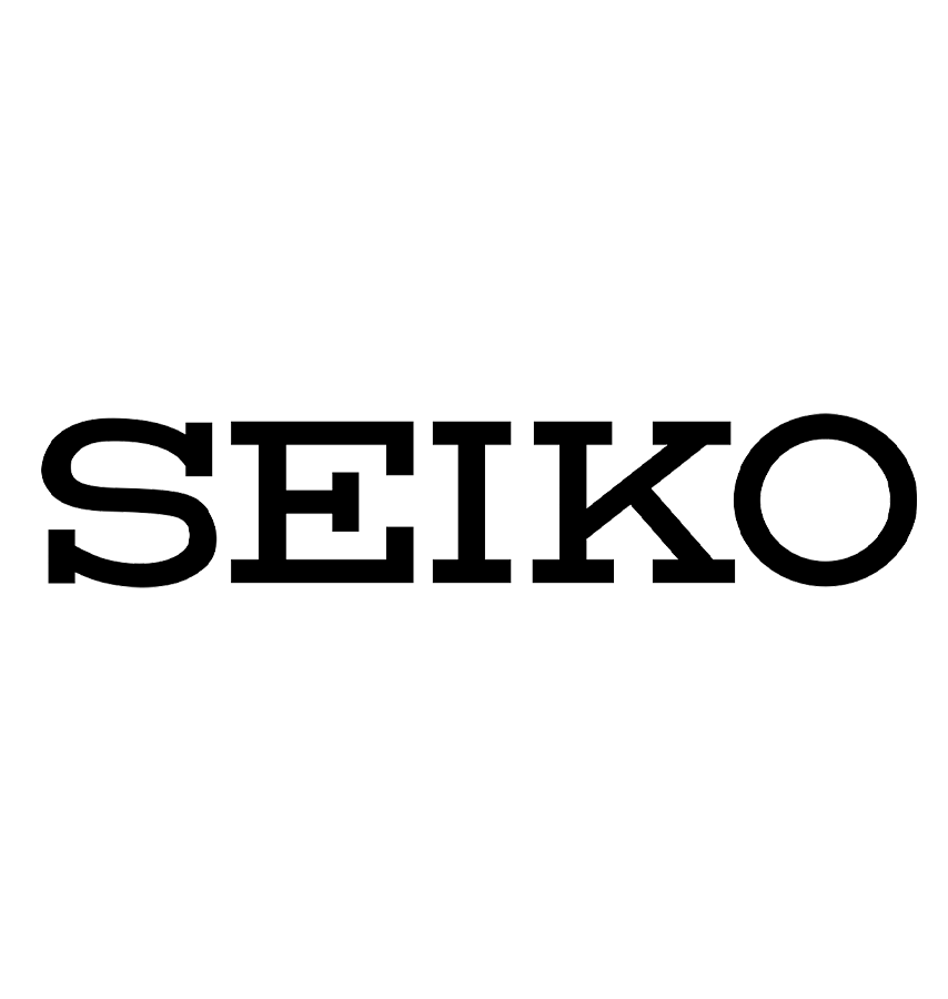 Zwart SEIKO-logo op een witte achtergrond