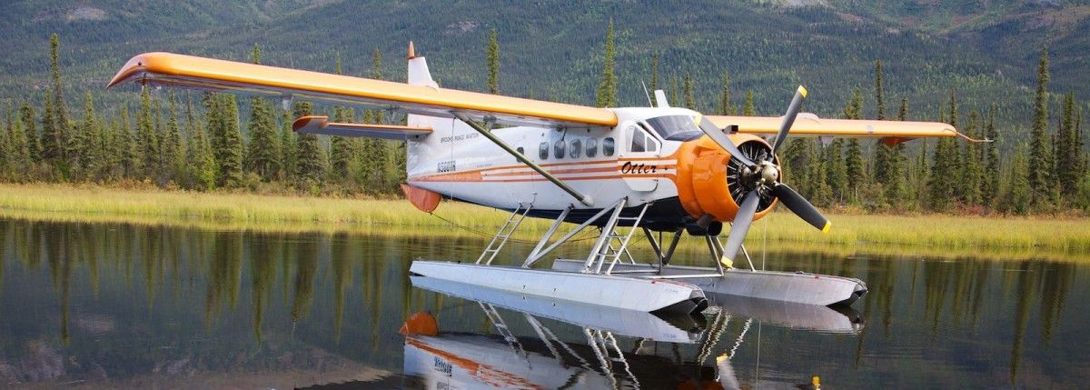 Float plane on a lake