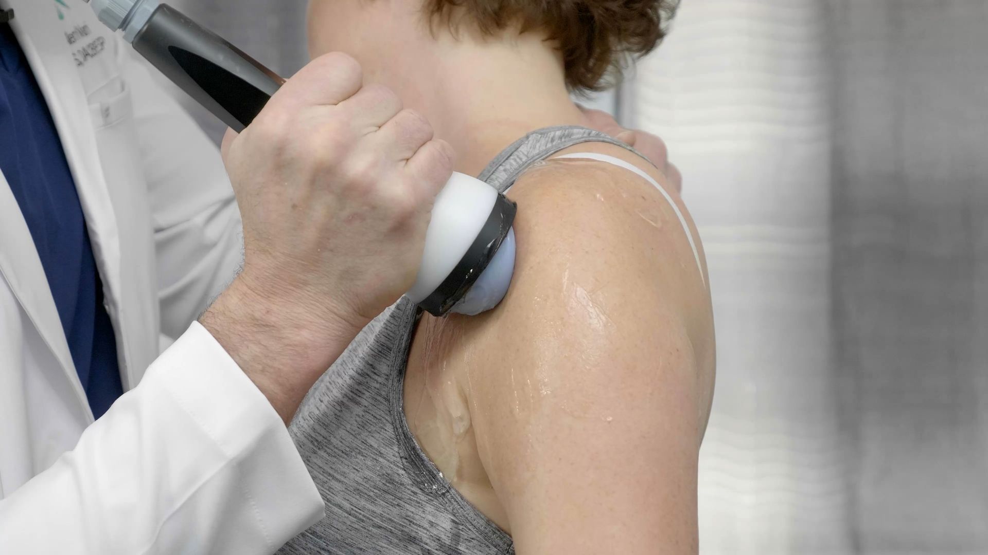 Shockwave therapy being applied at Tampa Bay Physical Therapy